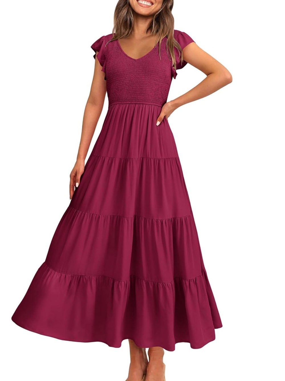 Casual women's dress- maroon